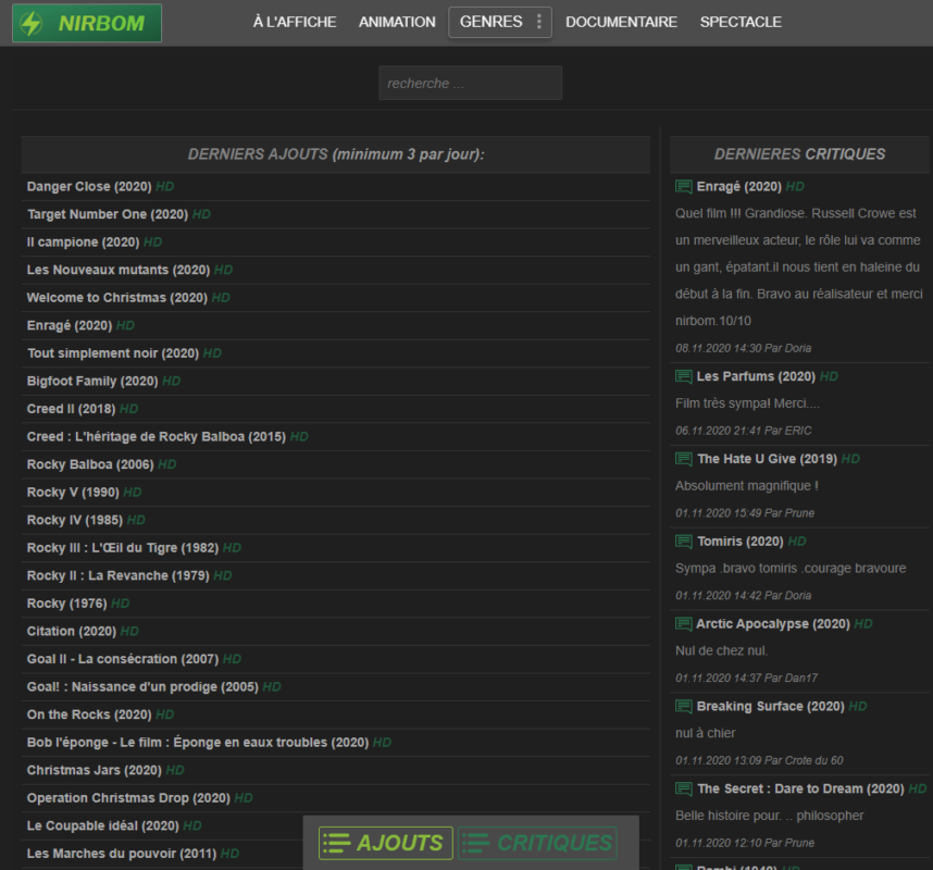 Nirbom site de streaming sans inscription 2022 Nirbom, diffusion en continu