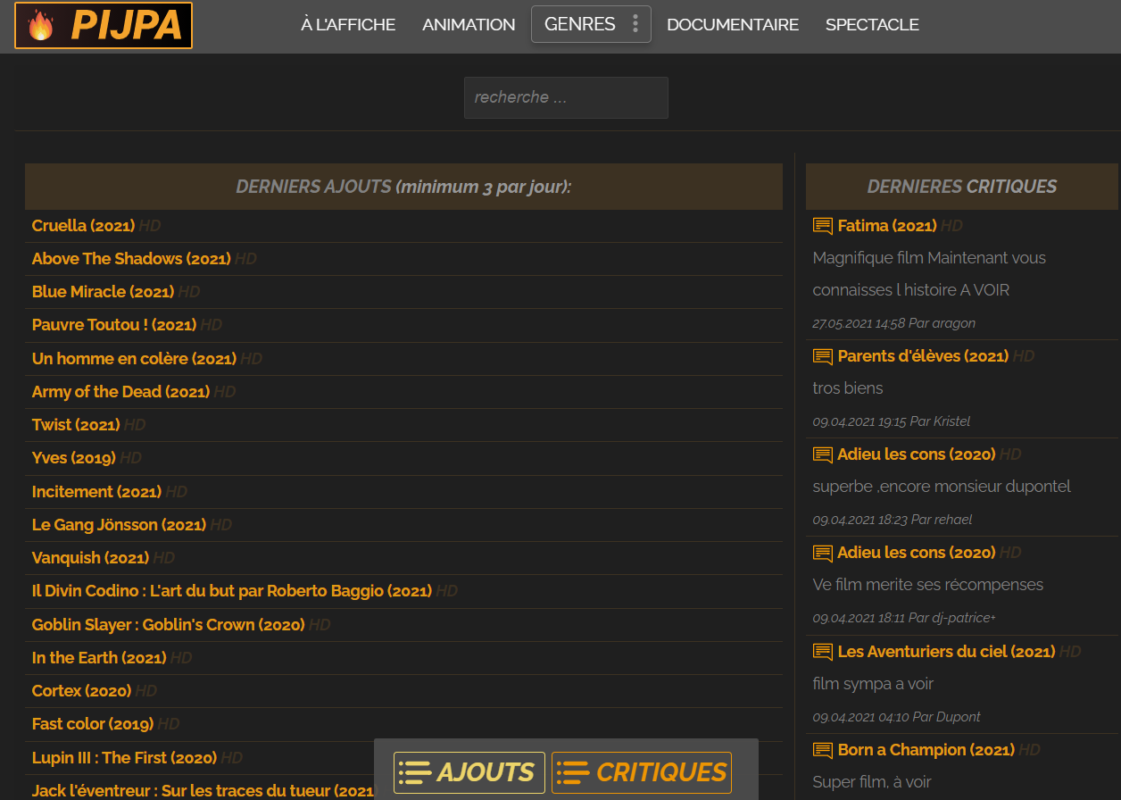 Pijpa : C'est la nouvelle adresse officielle des films gratuits en 2022. diffusion