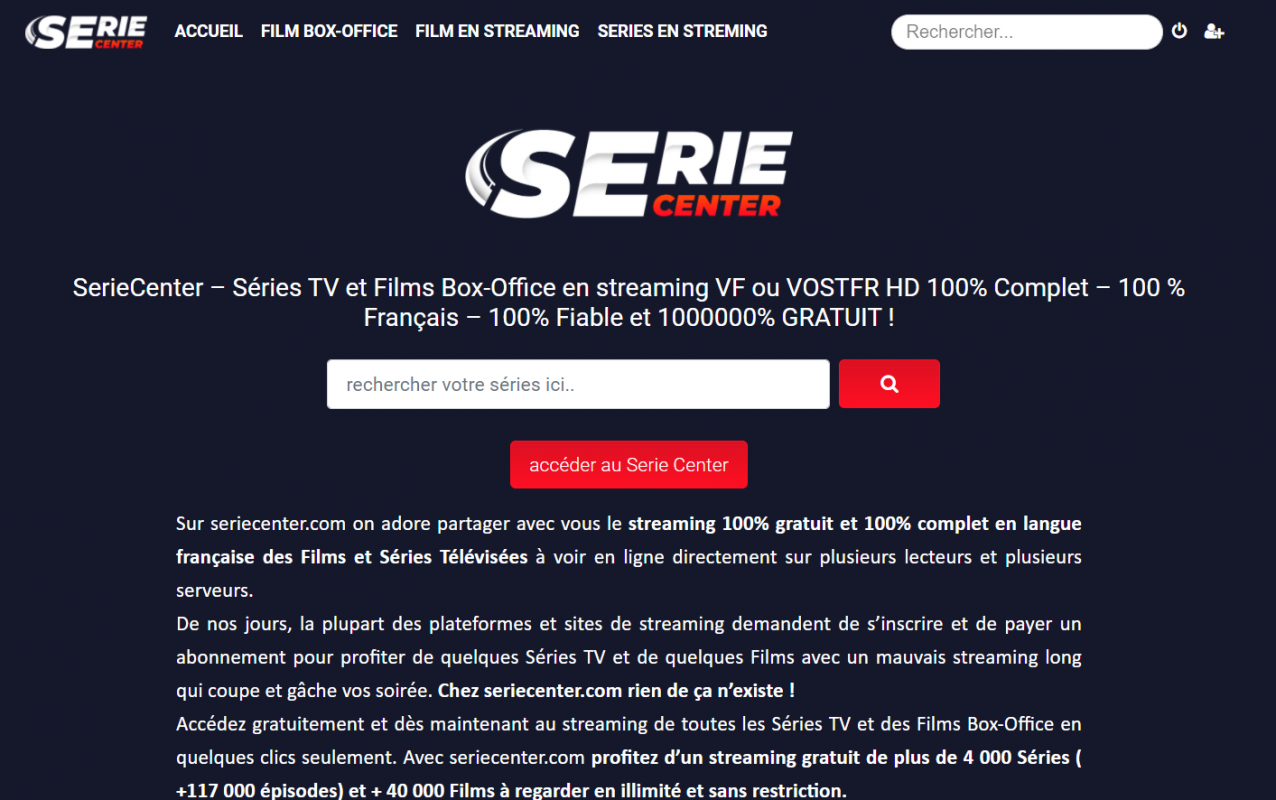 seriecenter Séries TV et Films Box-Office en streaming VF ou VOSTFR HD 100% Complet